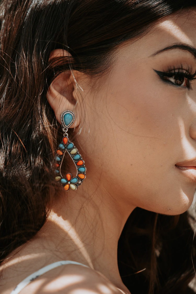 Western Turquoise Drop Earrings Multi Color