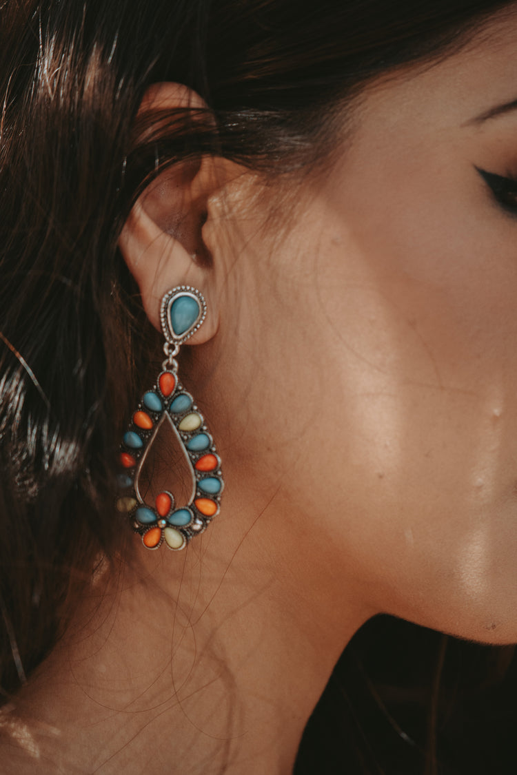 Western Turquoise Drop Earrings Multi Color