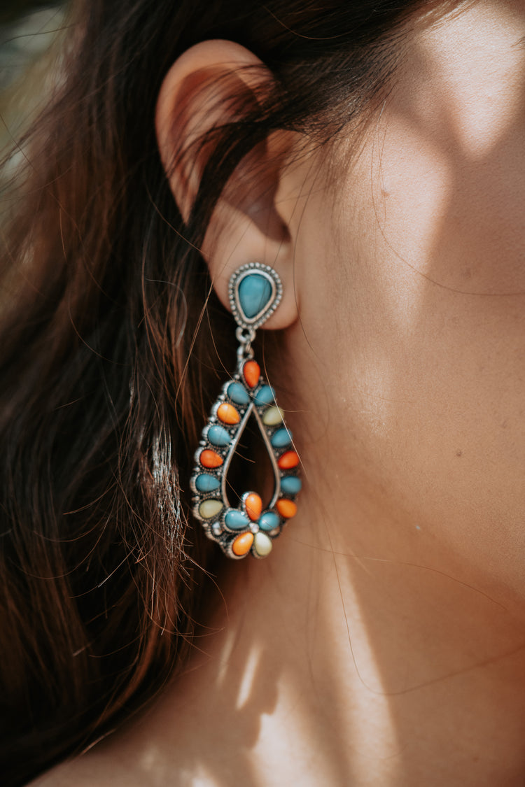 Western Turquoise Drop Earrings Multi Color