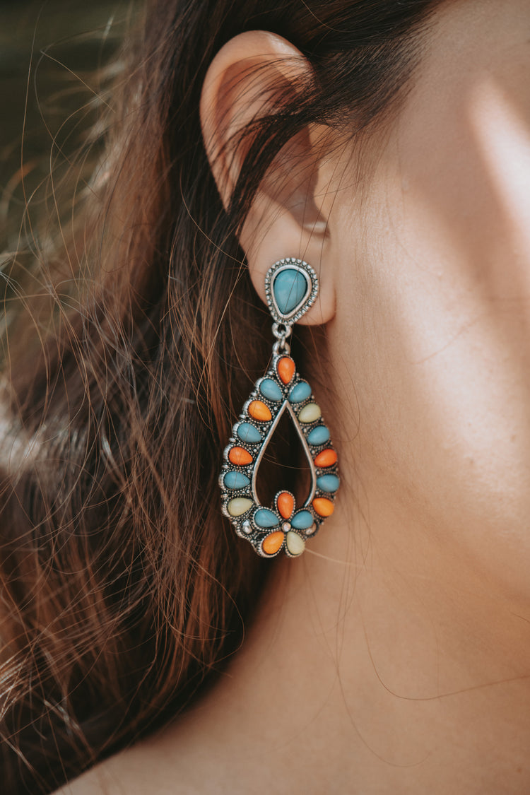 Western Turquoise Drop Earrings Multi Color
