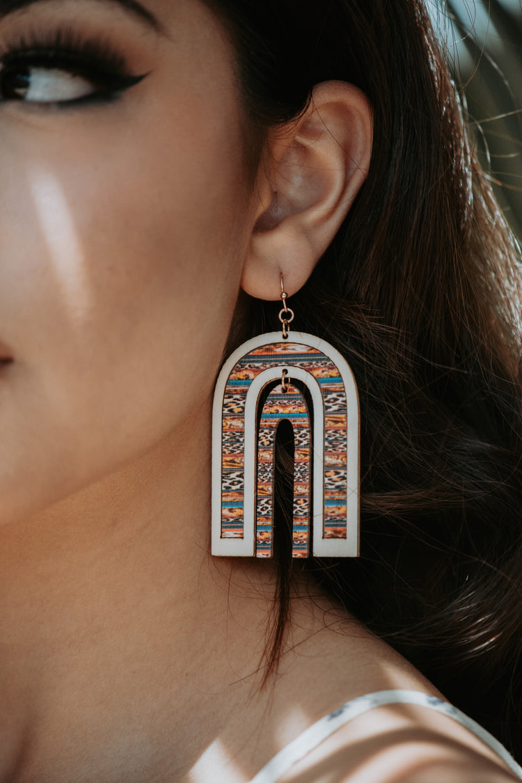 Serape Wooden Drop Earrings