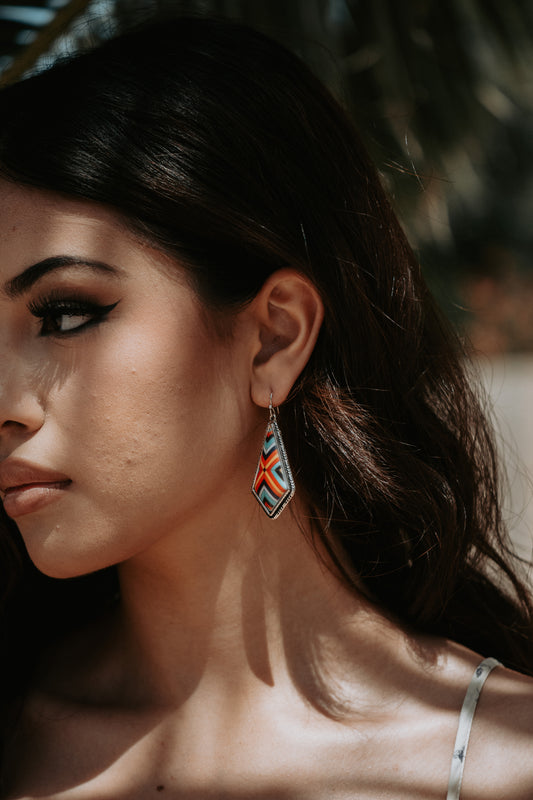 Aztec Red Drop Earrings