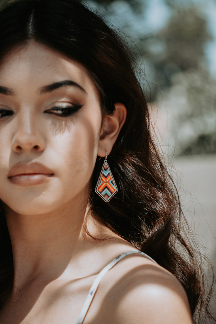 Aztec Red Drop Earrings