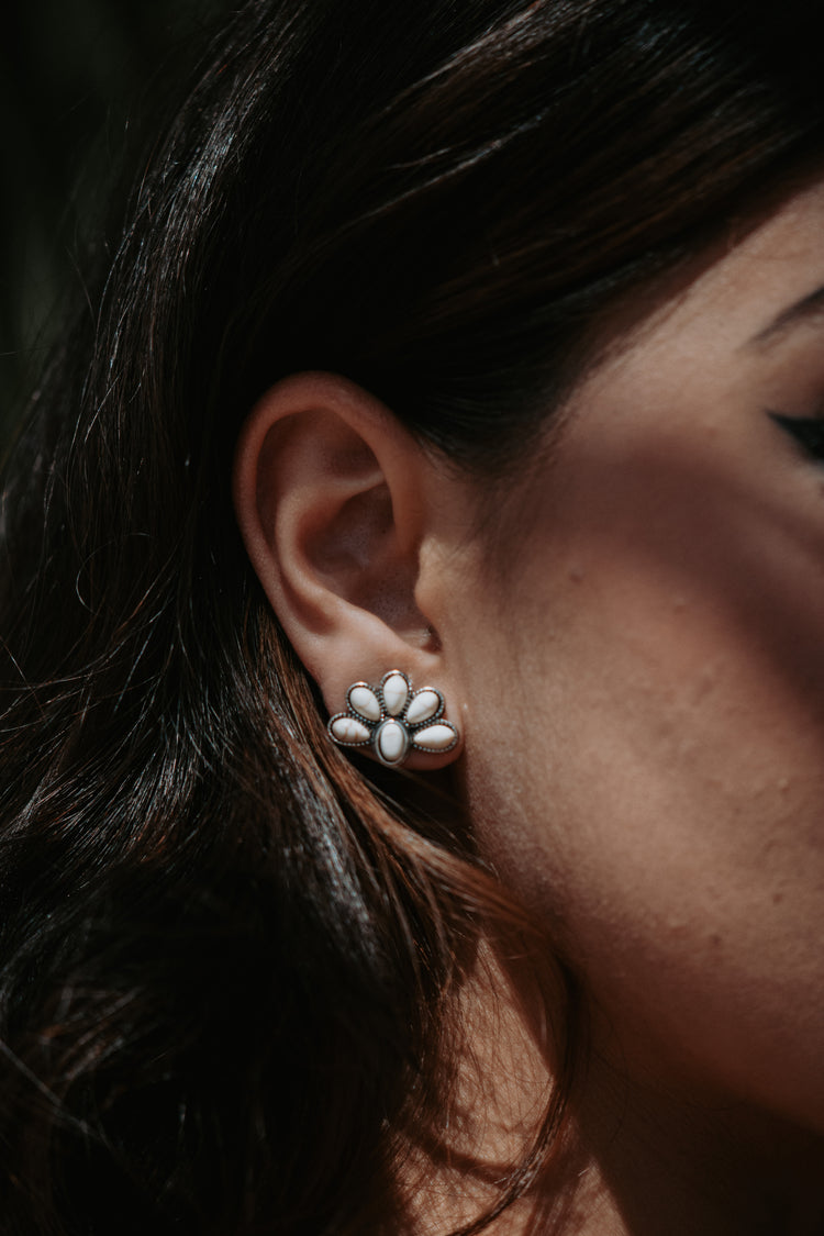 White Turquoise Stud Earrings