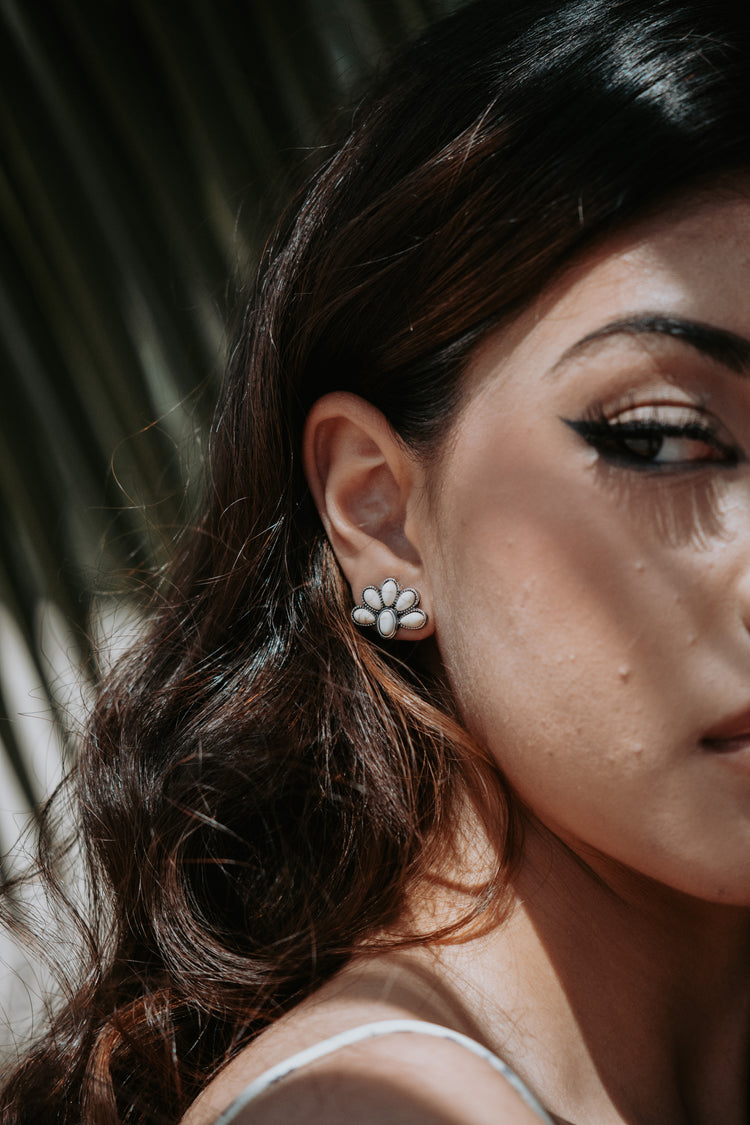 White Turquoise Stud Earrings