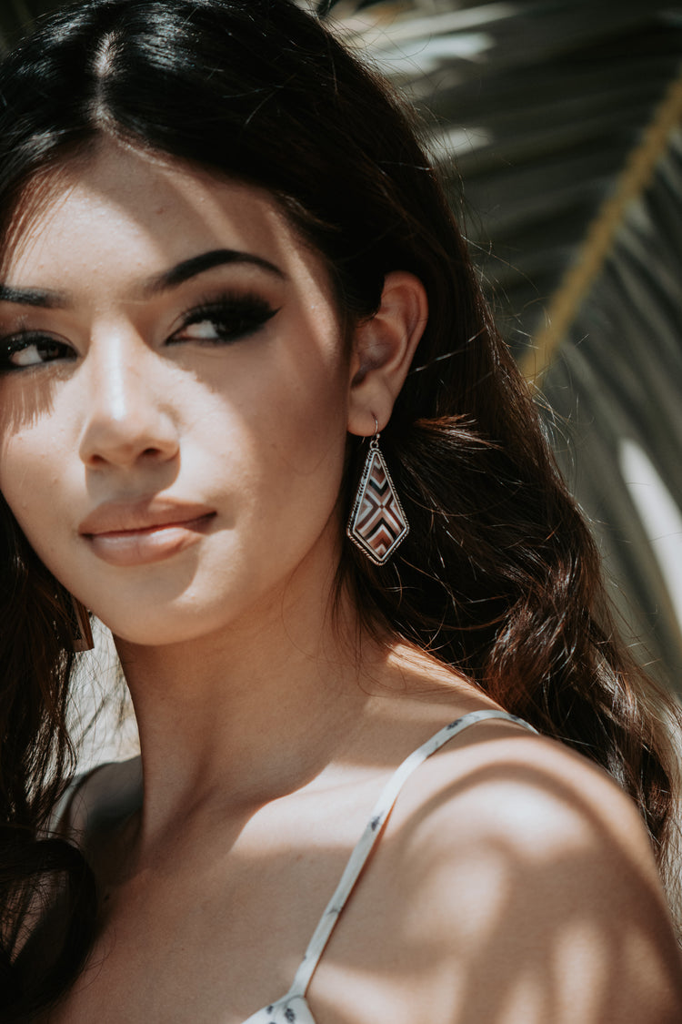 Aztec Brown Drop Earrings