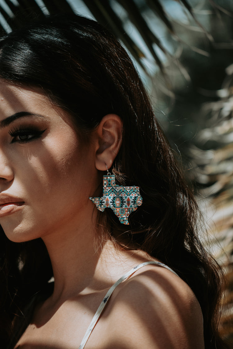 Texas Aztec Brass Drop Earrings