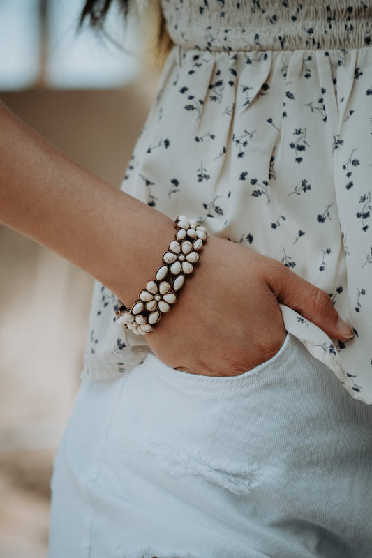 White Turquoise Concho Western Bracelet