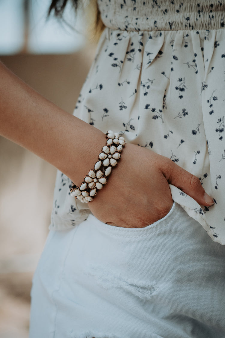 White Turquoise Concho Western Bracelet