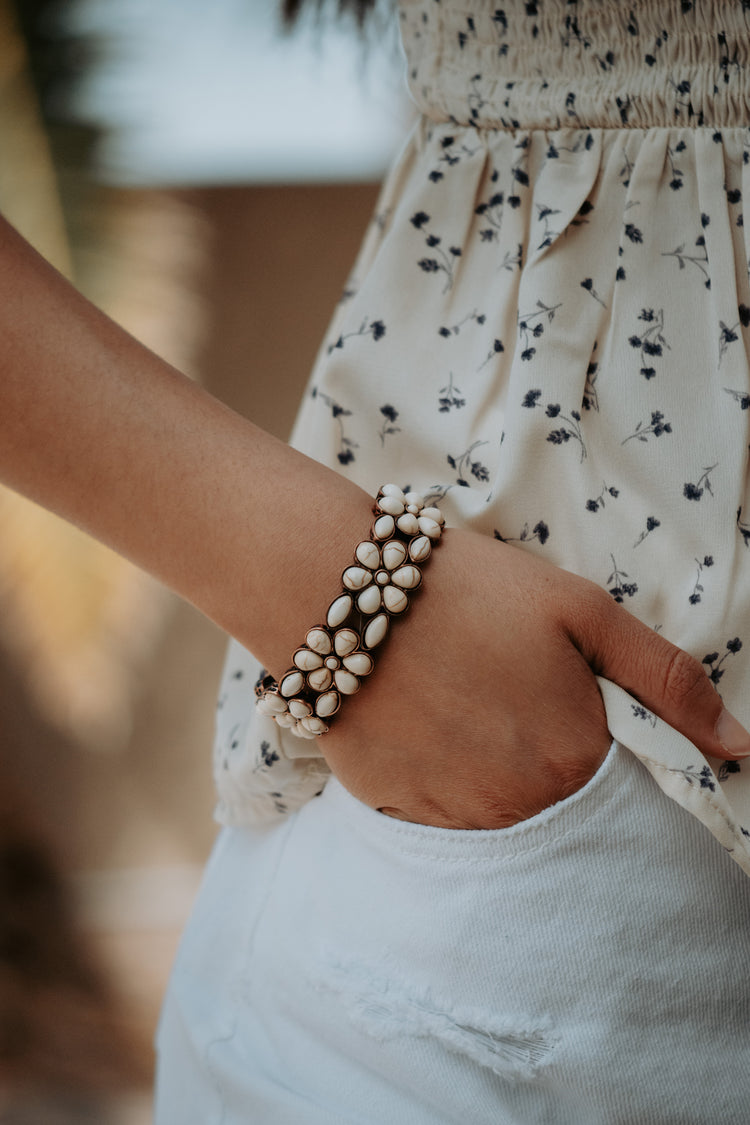 White Turquoise Concho Western Bracelet