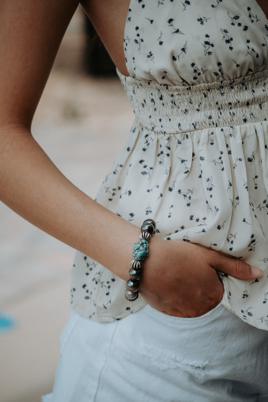 Turquoise Stone Navajo Beads Bracelet