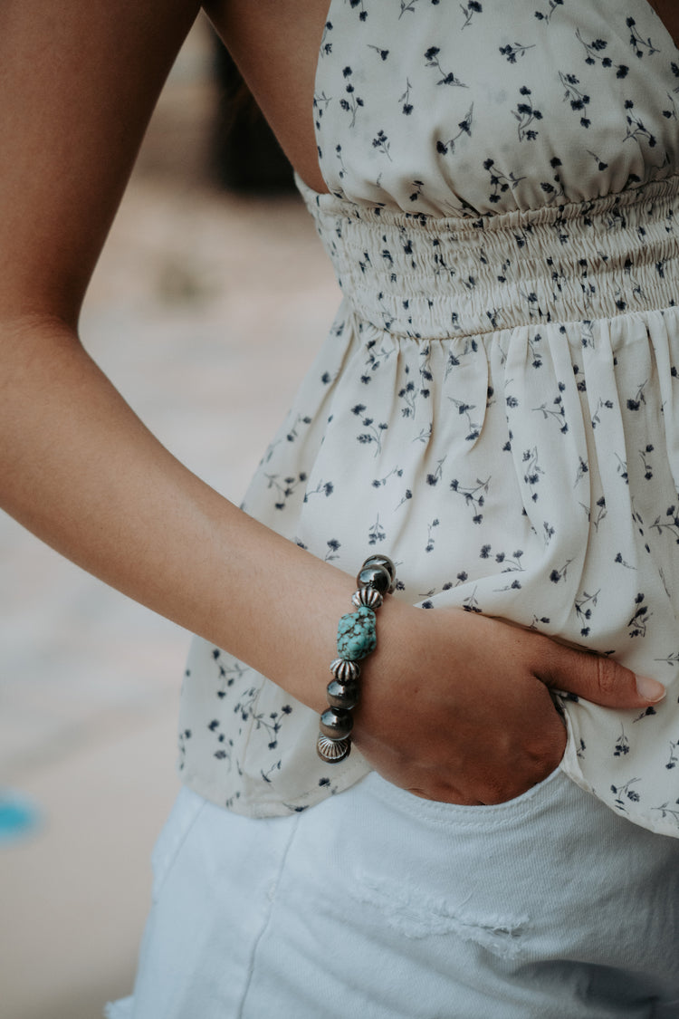 Turquoise Stone Navajo Beads Bracelet