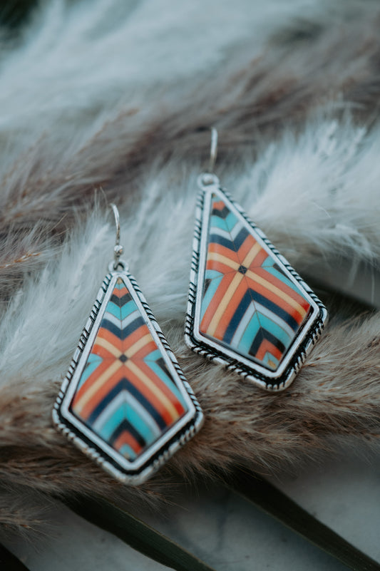 Aztec Red Drop Earrings