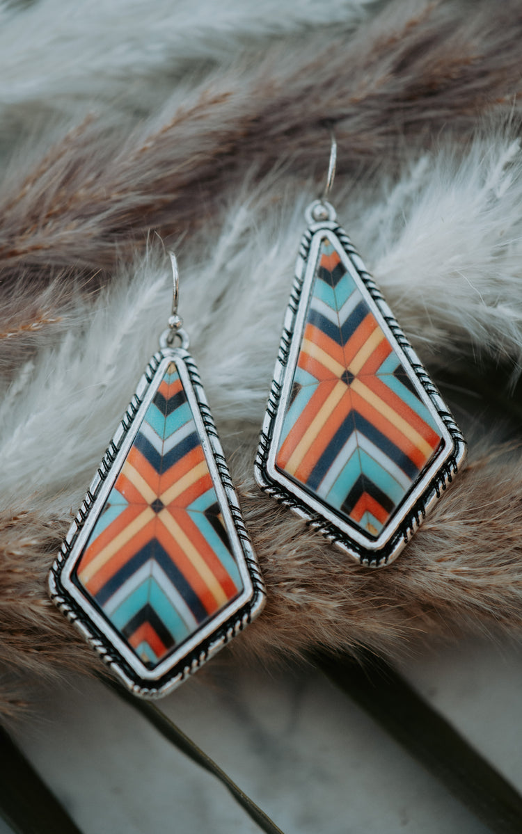 Aztec Red Drop Earrings