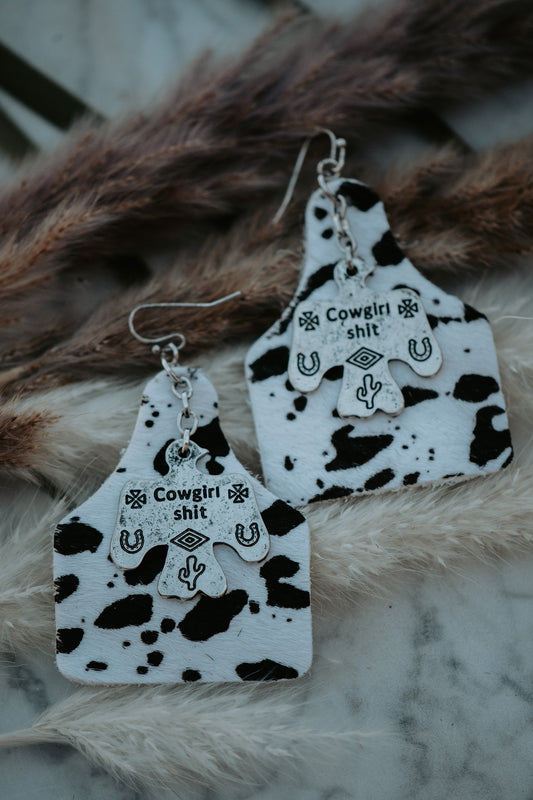 'Cowgirl Stuff' Genuine Leather Cowtag - White