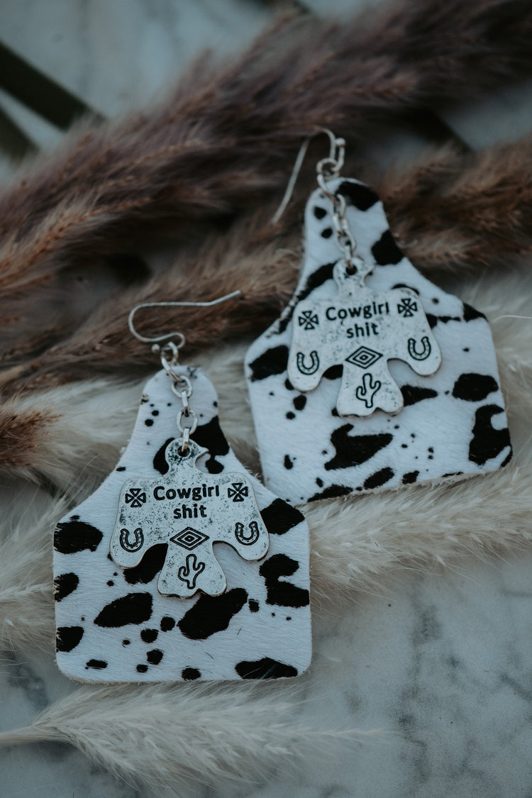 'Cowgirl Stuff' Genuine Leather Cowtag - White