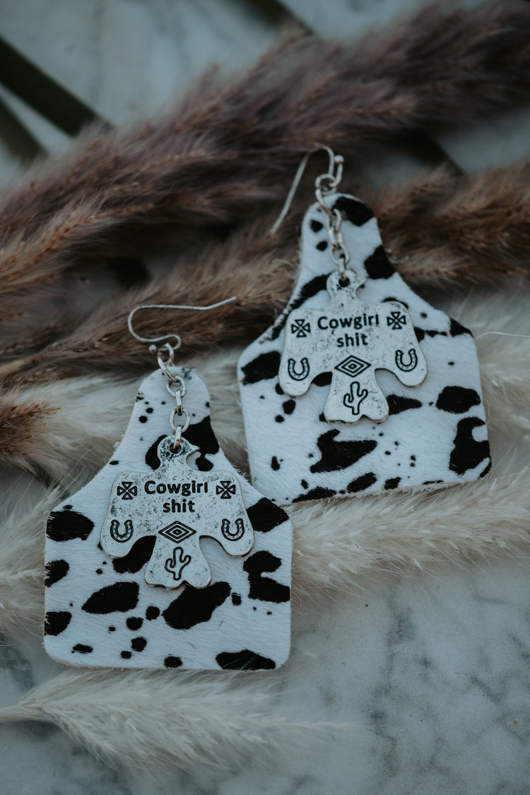 'Cowgirl Stuff' Genuine Leather Cowtag - White