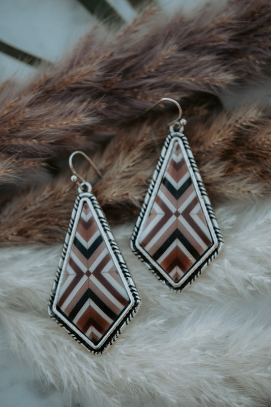 Aztec Brown Drop Earrings