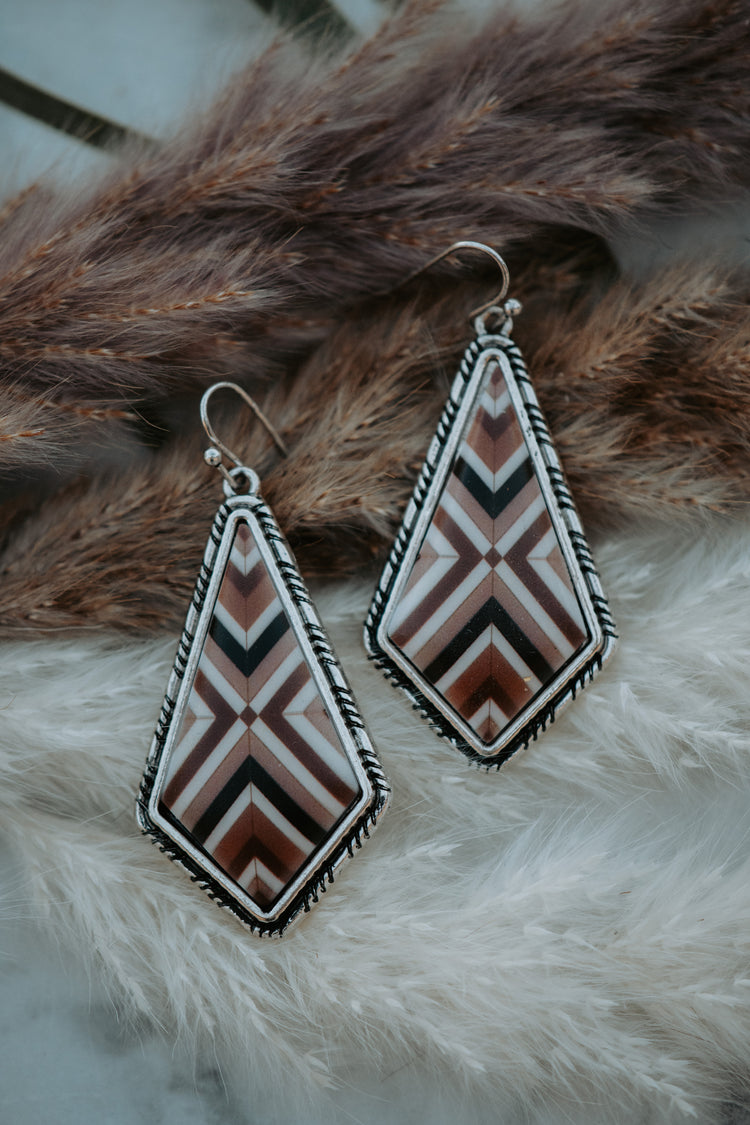 Aztec Brown Drop Earrings