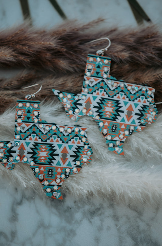 Texas Aztec Brass Drop Earrings