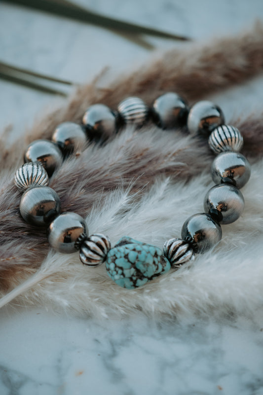 Turquoise Stone Navajo Beads Bracelet