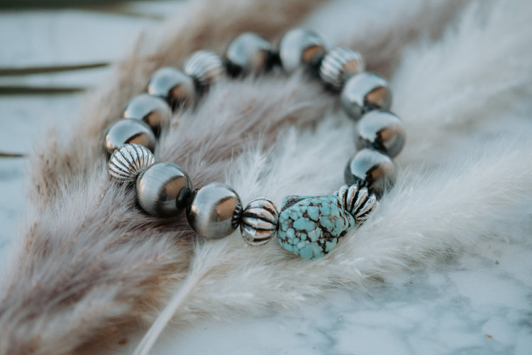 Turquoise Stone Navajo Beads Bracelet