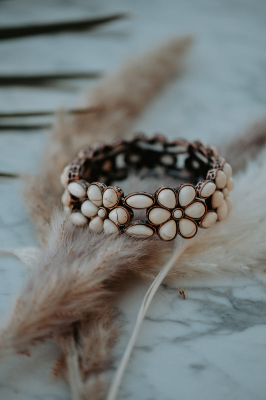 White Turquoise Concho Western Bracelet