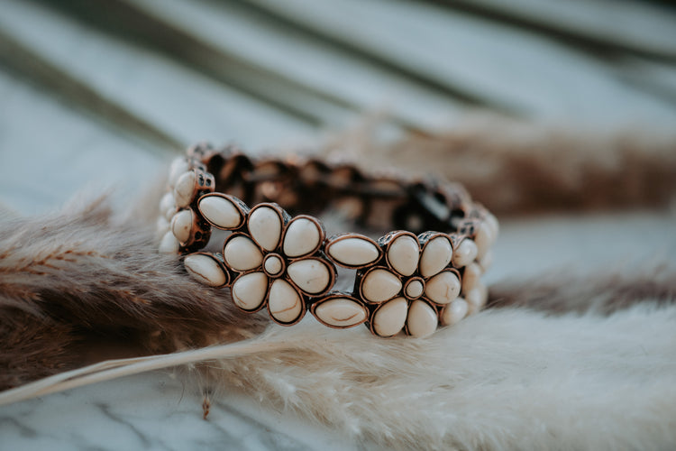 White Turquoise Concho Western Bracelet