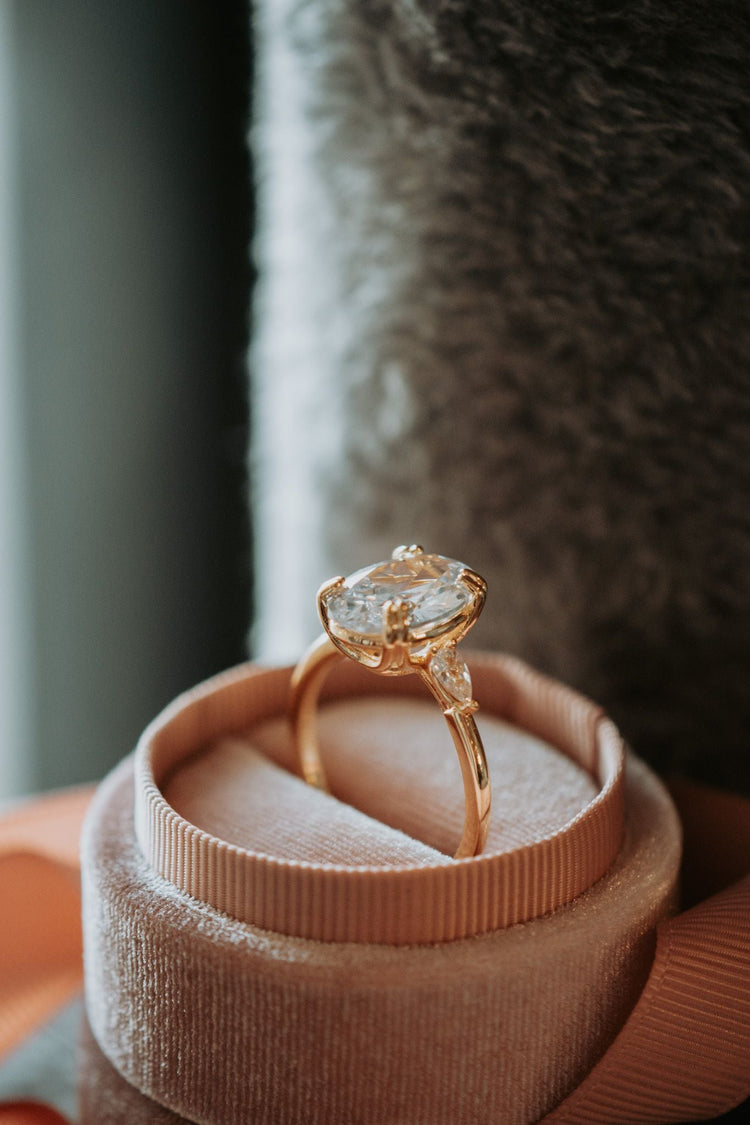 Love Is Eternal Oval Cut Cubic Zirconia Gold Ring