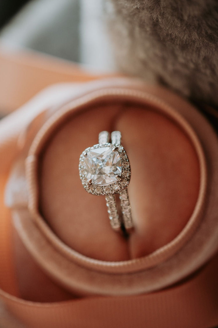Rich In Love Cushion Cut 2PC Sterling Silver Ring Set