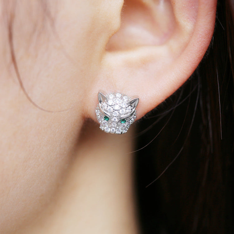 Jaguar Dainty Stud Earrings Sterling Silver Post