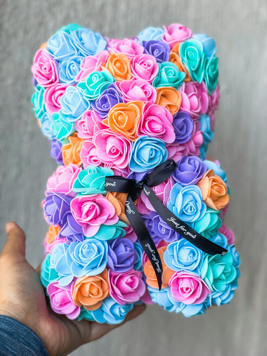 Pastel Multi Color Rose Bears - Perfect for Valentine's Day Gifting
