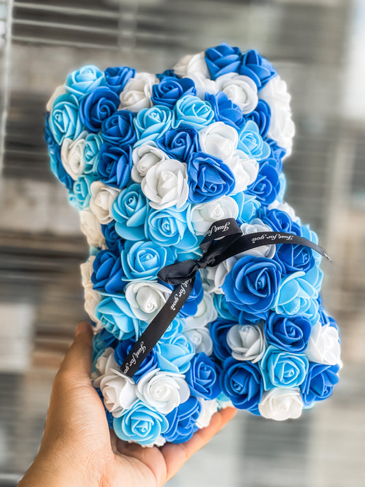 Shades of Blue Rose Bears - Perfect for Valentine's Day Gifting