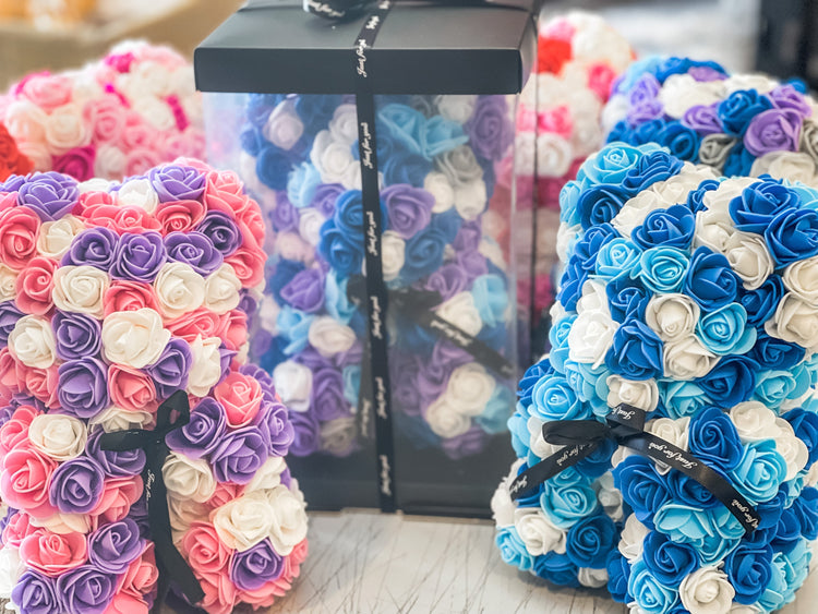 Shades of Blue Rose Bears - Perfect for Valentine's Day Gifting