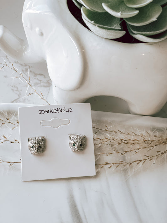 Jaguar Dainty Stud Earrings Sterling Silver Post
