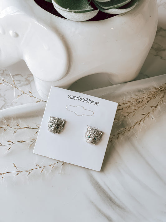 Jaguar Dainty Stud Earrings Sterling Silver Post