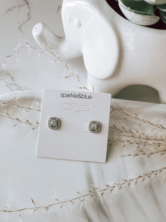 Lena Cushion Cubic Zircon Stud Earrings