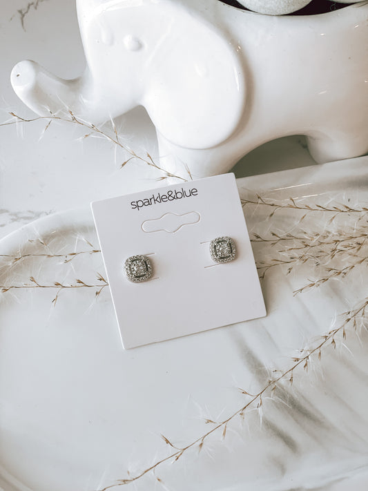 Lena Cushion Cubic Zircon Stud Earrings