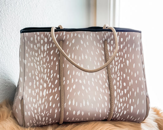 Phoebe - Doe-Print Neoprene Tote