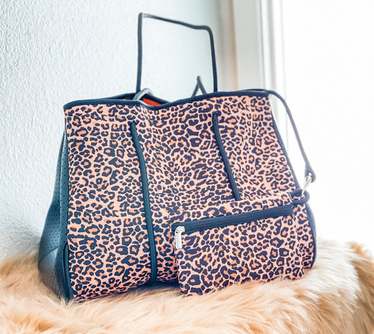 Freya - Leopard Print Neoprene Tote