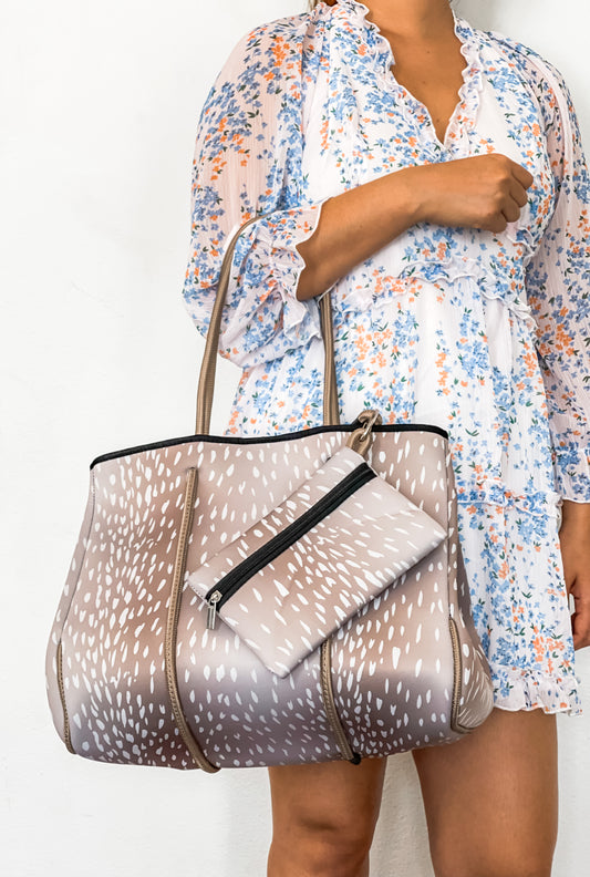 Phoebe - Doe-Print Neoprene Tote