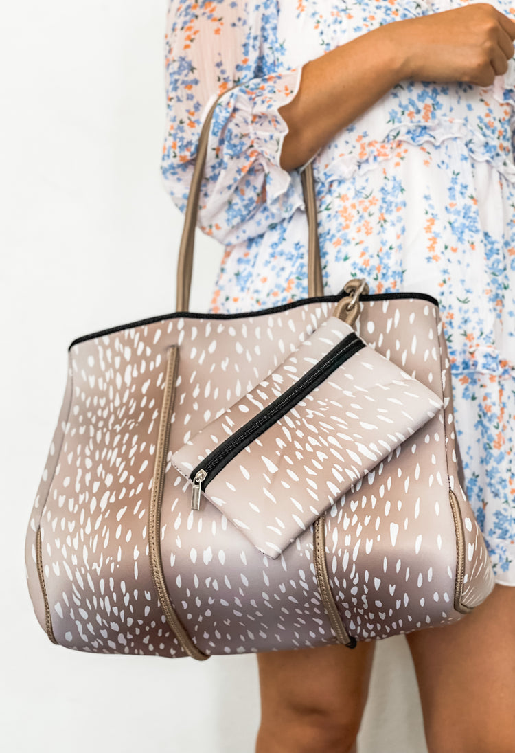 Phoebe - Doe-Print Neoprene Tote