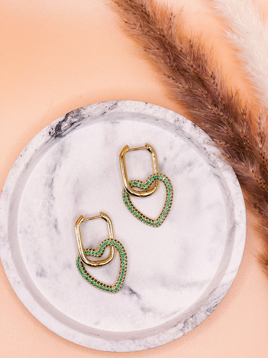 Adore Love Earrings in Emerald