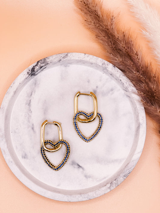 Adore Love Earrings in Navy Blue
