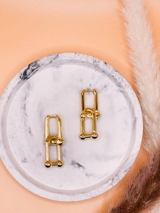 Agatha Locking Golden Drop Earrings