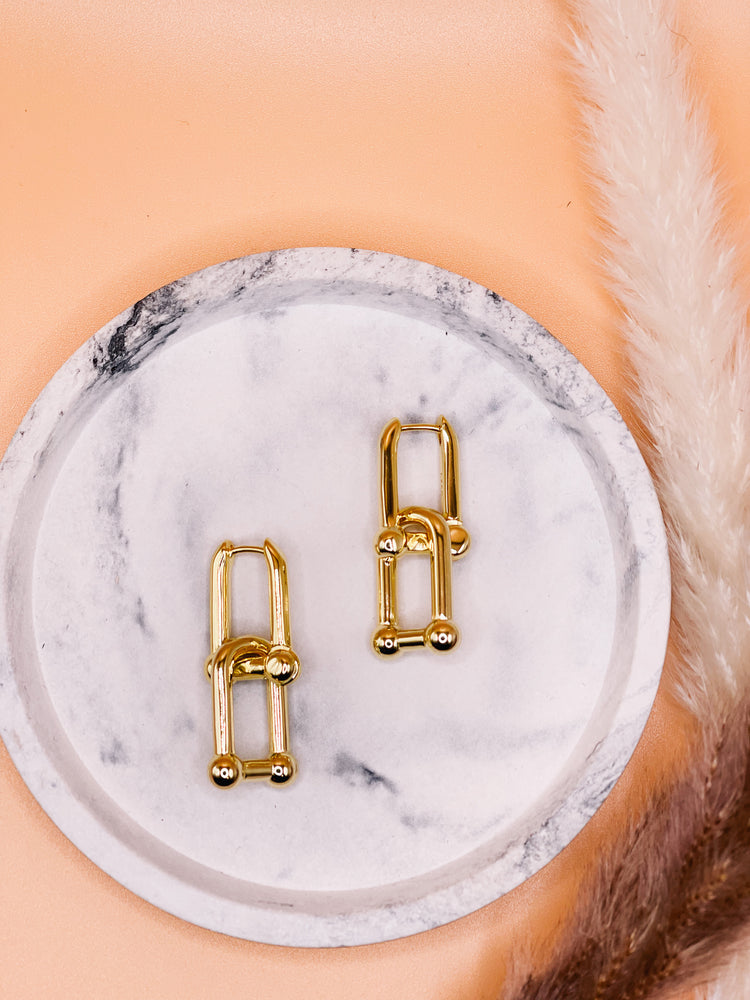 Agatha Locking Golden Drop Earrings