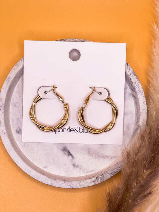 Lola Golden Twist Hoop Earring