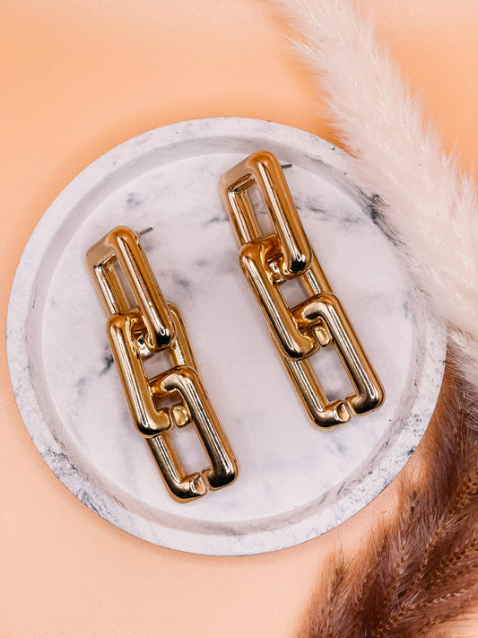 Melanie Chain Golden Drop Earrings