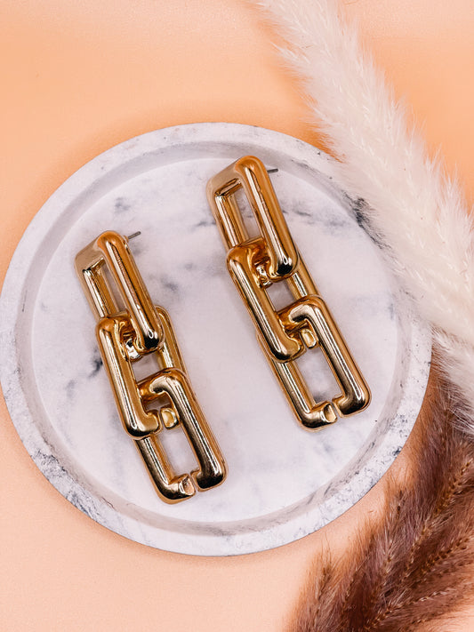 Melanie Chain Golden Drop Earrings