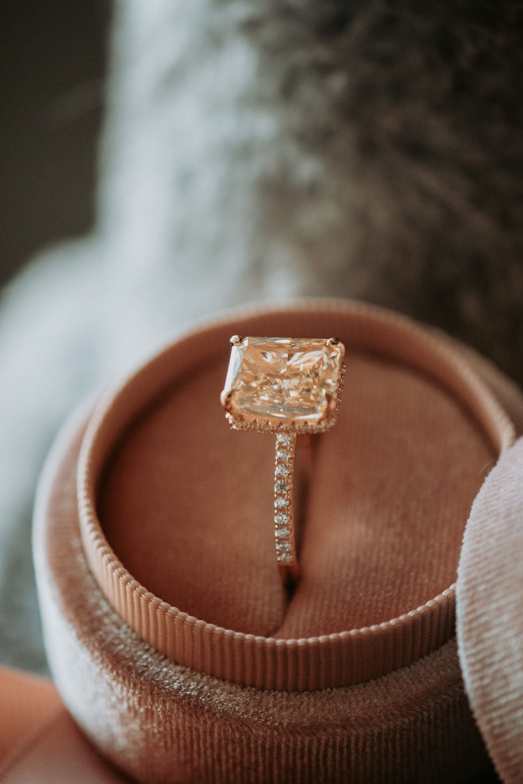 Fall In Love Champagne Emerald Stone Rose Gold Ring